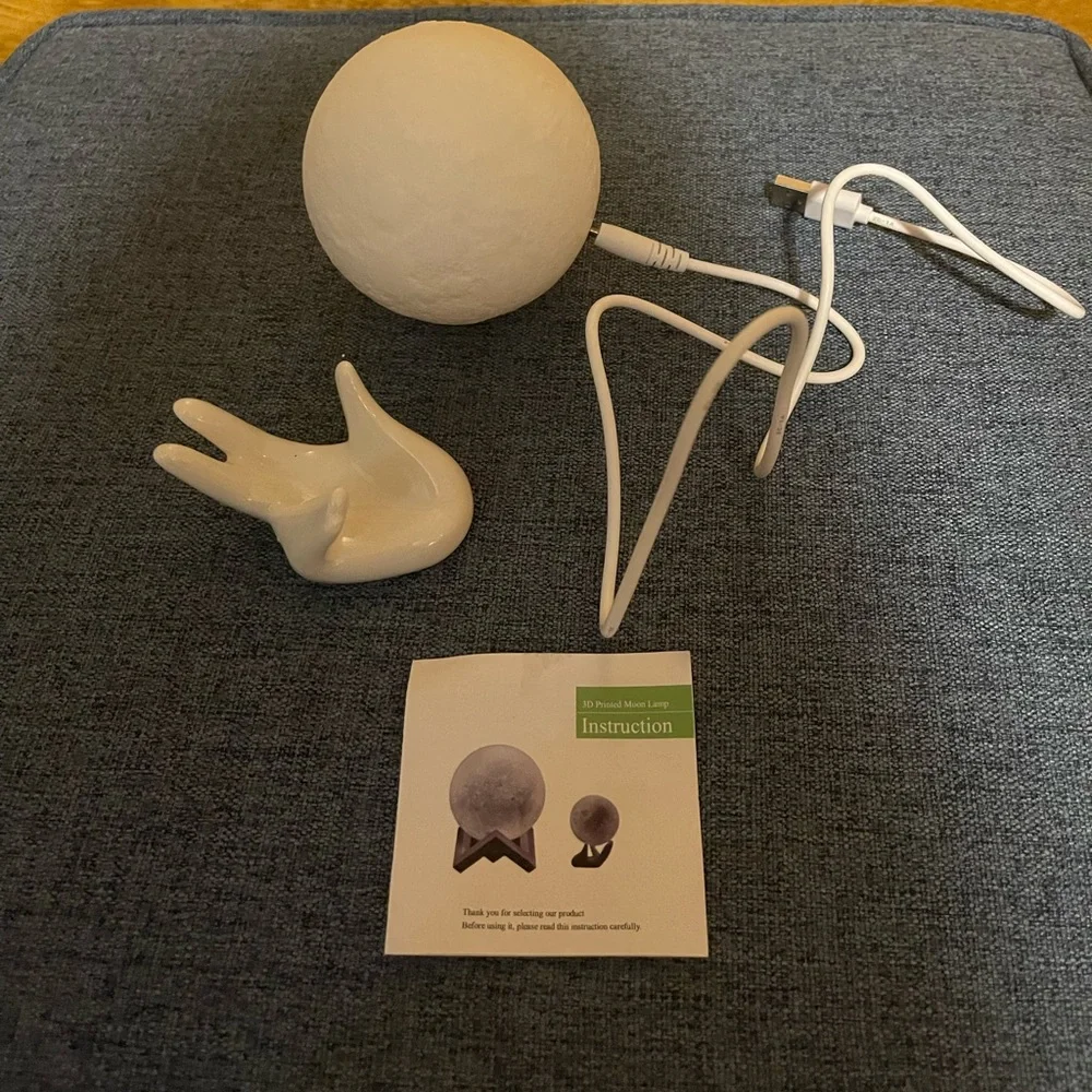 White Moon Lamp with Stand